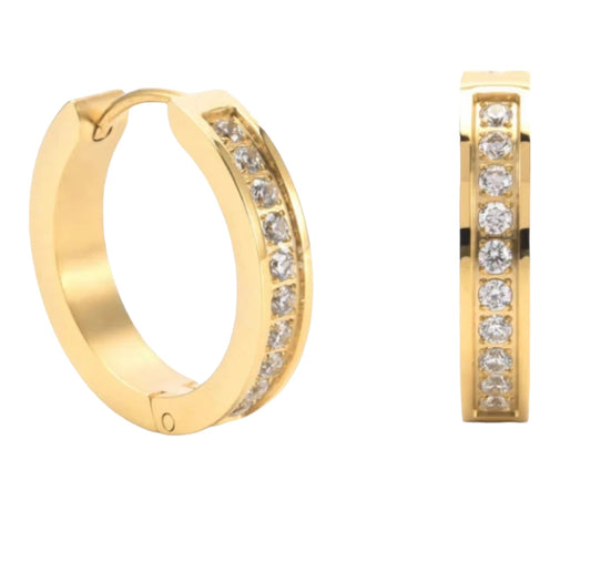 Stålörhängen med 18K förgyllning och CZ 20MM