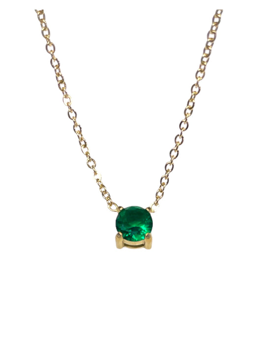 Stålhalsband med 14K förgyllning och CZ 40+5 cm