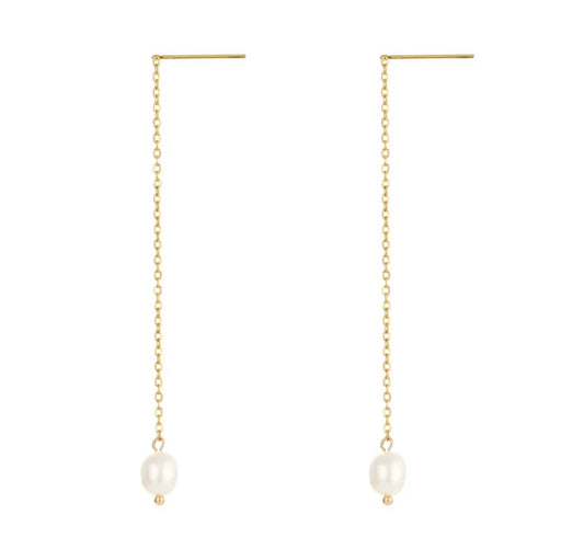 Stålörhängen med 18K förgyllning och Sötvattenpärlor