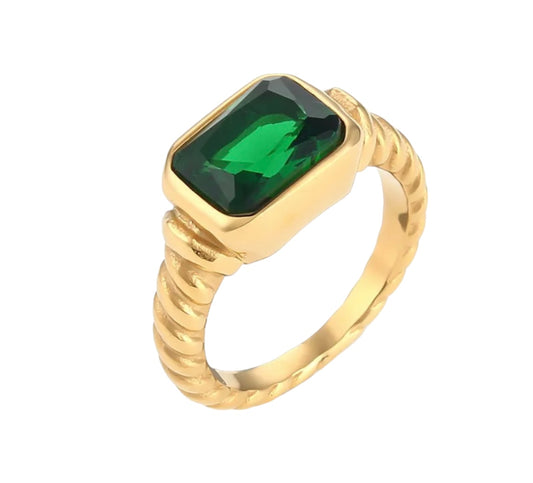 Stålring med 18K förgyllning och CZ