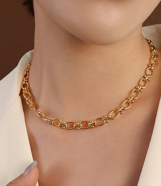 Stålhalsband med 18K förgyllning 40+5 cm