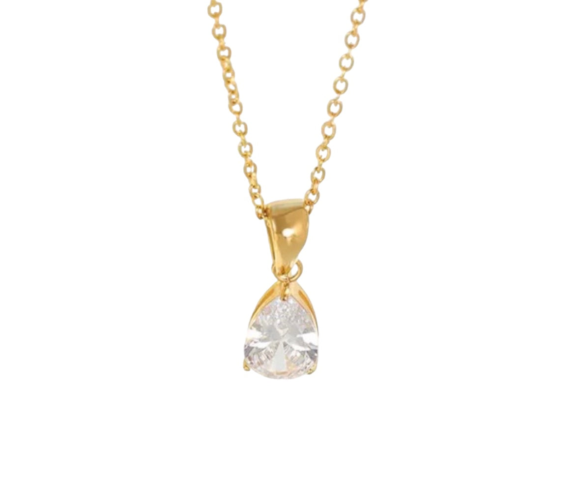 Stålhalsband med 14K förgyllning och CZ 40+5 cm