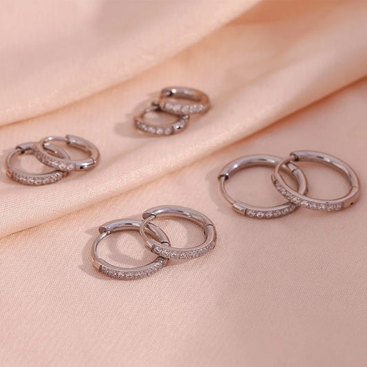 Stålörhängen med CZ 14MM / 2MM