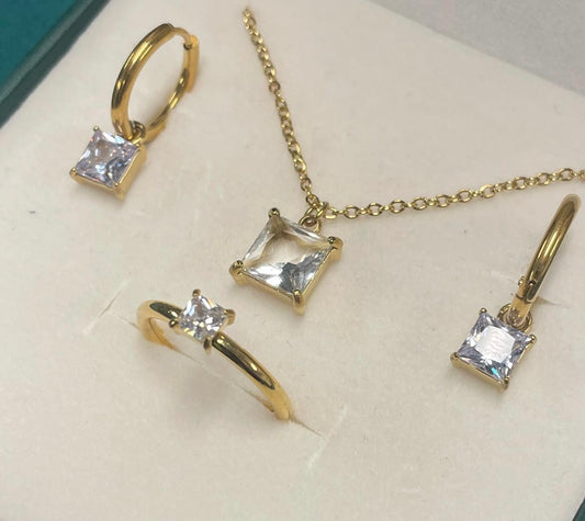 Stålring med 18K förgyllning och CZ - Reglerbar