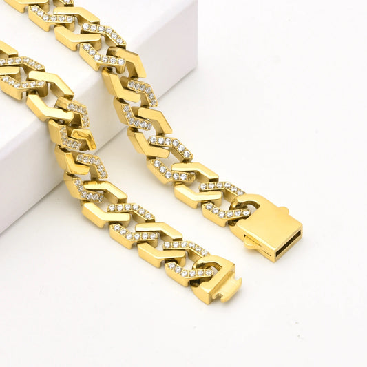 Stålhalsband med CZ 45 CM