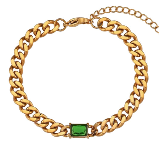 Stålarmband med 18K förgyllning och CZ 16+4 cm