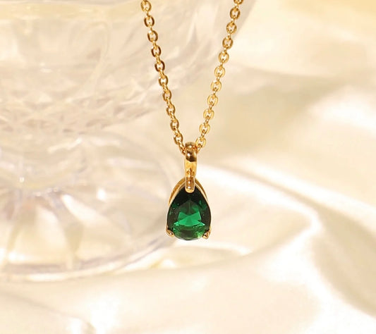 Stålhalsband med 18K förgyllning och CZ 40+5 cm