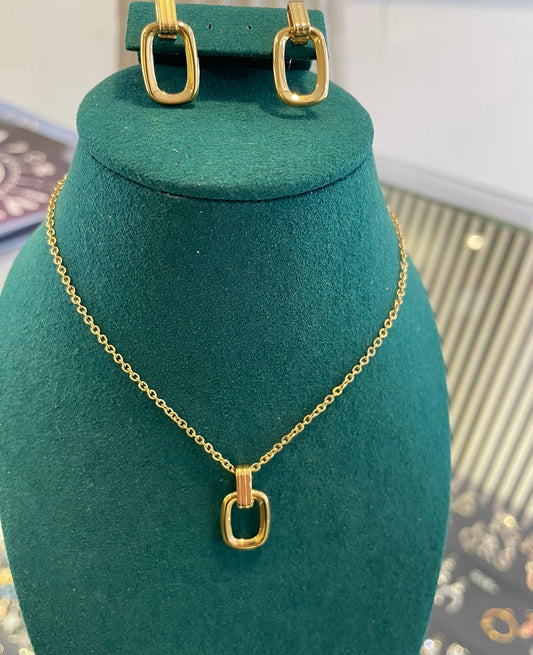 Stålhalsband med 18K förgyllning 40+5 cm