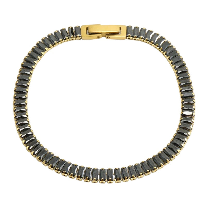 Stålarmband med 18K förgyllning och CZ (6 MM) 17 CM