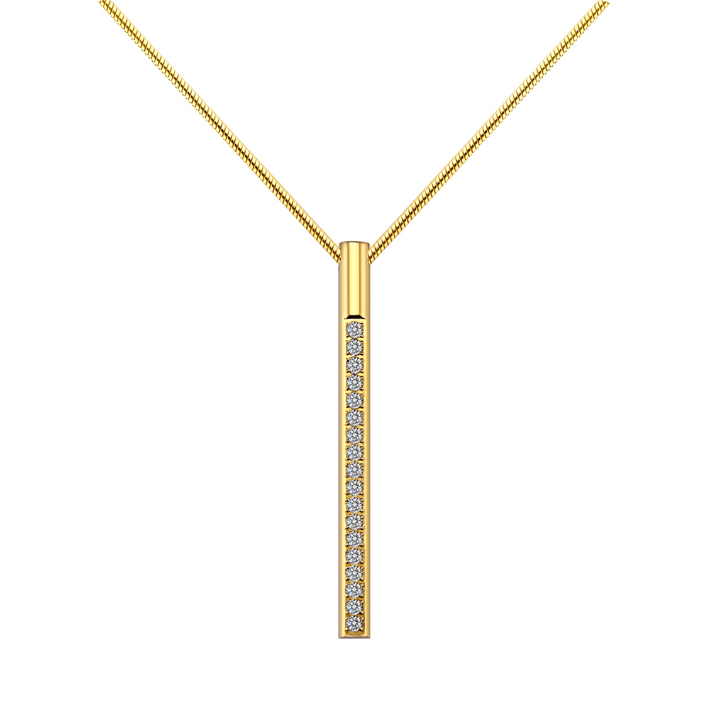 Stålhalsband med 18K förgyllning och CZ (45 cm)