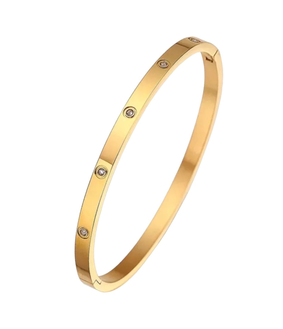 Stålarmband med 18K förgyllning och CZ (4 MM)