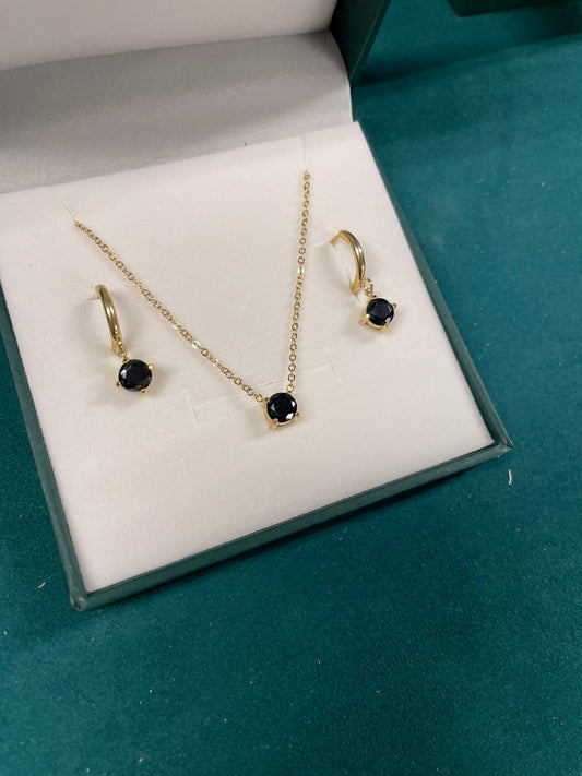 Stålhalsband med 14K förgyllning och CZ 40+5 cm