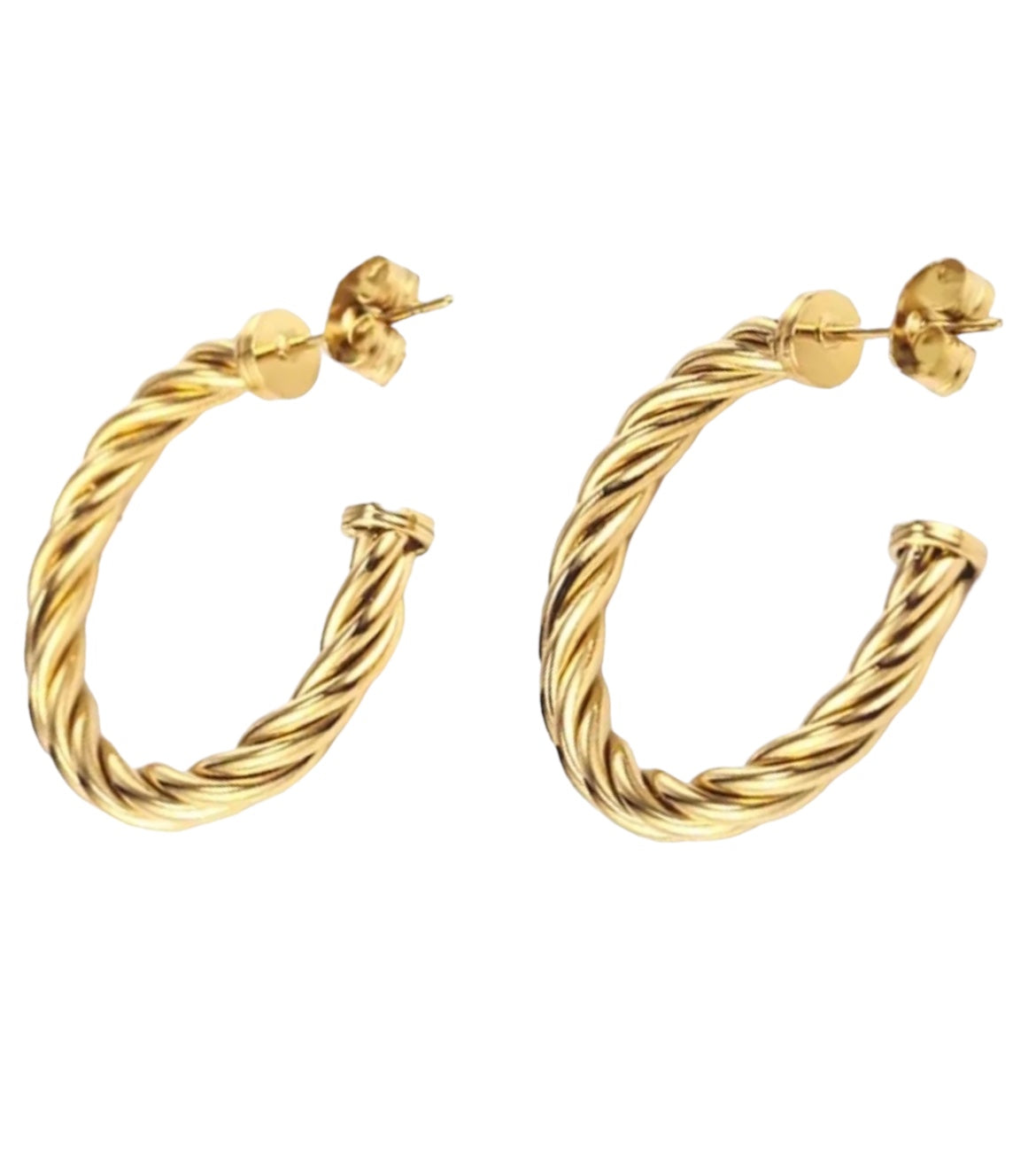 Stålörhängen med 18K förgyllning 27MM