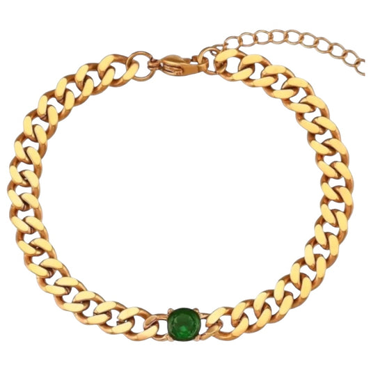 Stålarmband med 18K förgyllning och CZ 16+4 cm