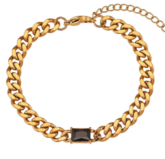 Stålarmband med 18K förgyllning och CZ 16+4 cm
