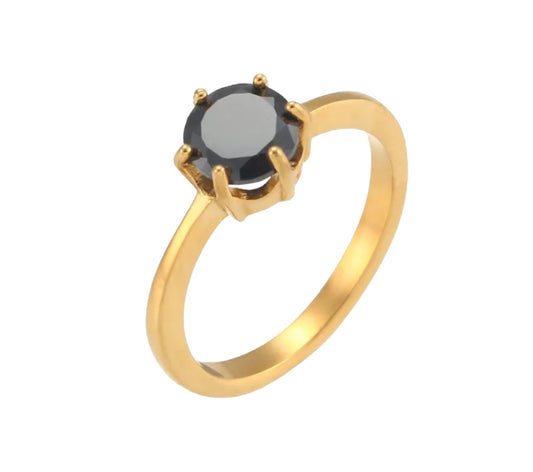 Stålring med 18K förgyllning och CZ