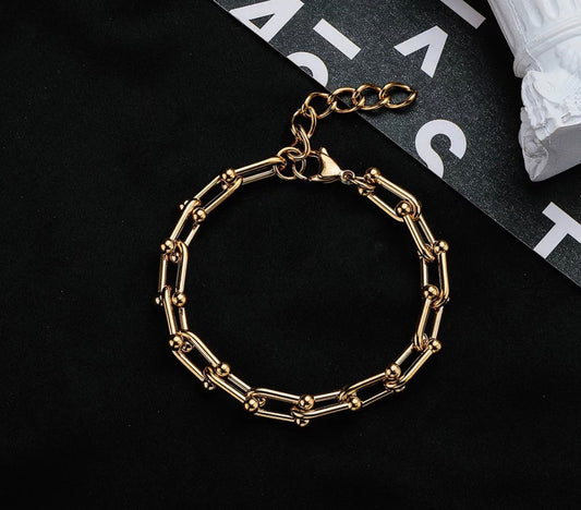 Stålarmband med 18K förgyllning 16+4 cm