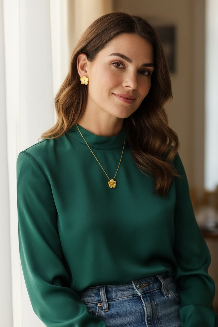 Stålhalsband med 18K förgyllning 40+5 cm