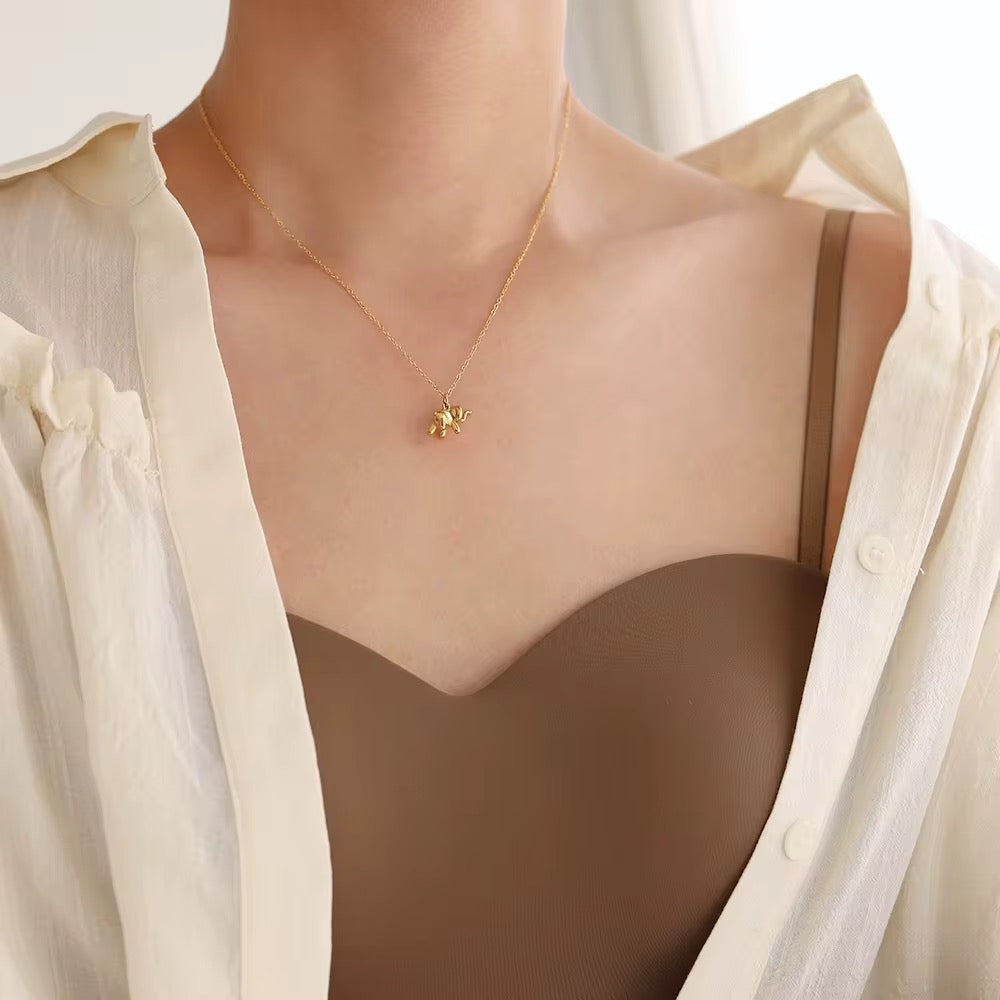 Stålhalsband med 18K förgyllning 40+5 cm