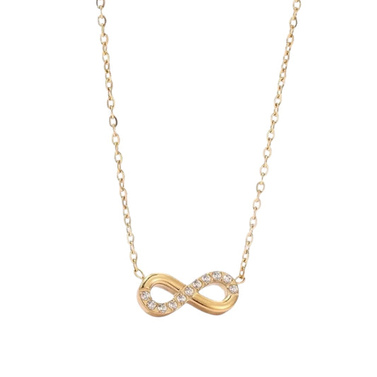 Stålhalsband med 18K förgyllning och CZ 40+5 cm