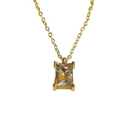 Stålhalsband med 18K förgyllning och CZ 40+5 cm