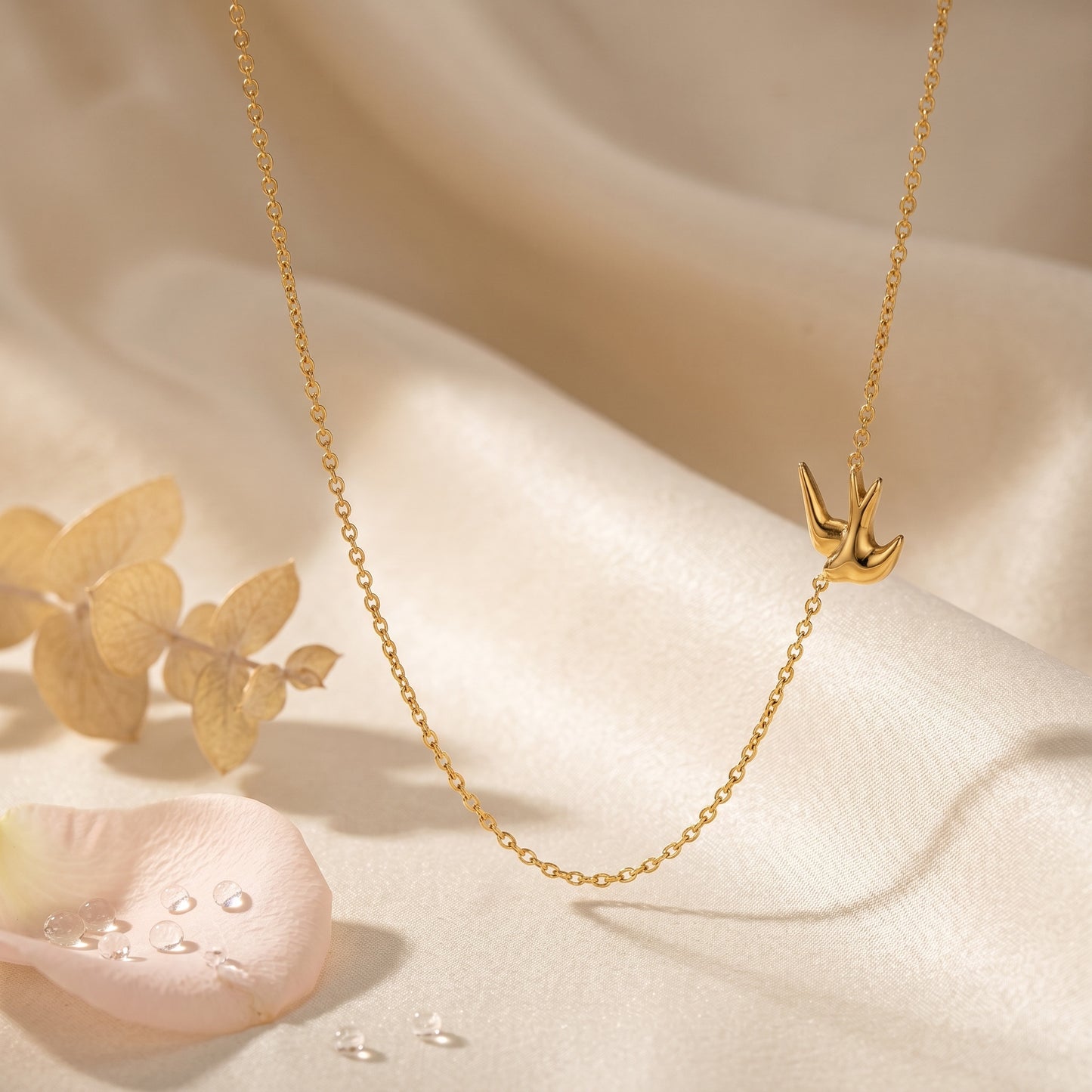 Stålhalsband med 18K förgyllning 38+5 cm