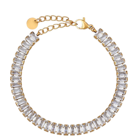 Stålarmband med 18K förgyllning och CZ 16+4 cm (6MM)