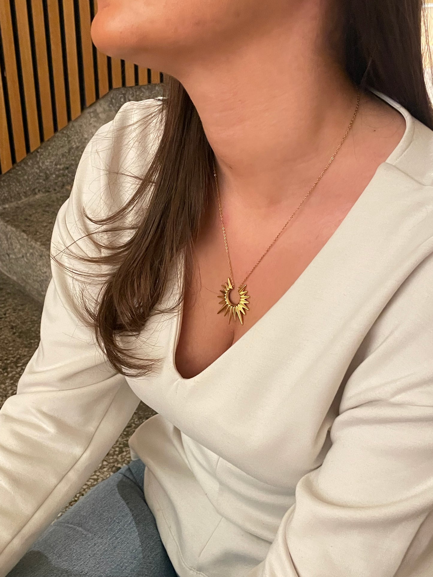 Stålhalsband med 18K förgyllning 45+5 cm