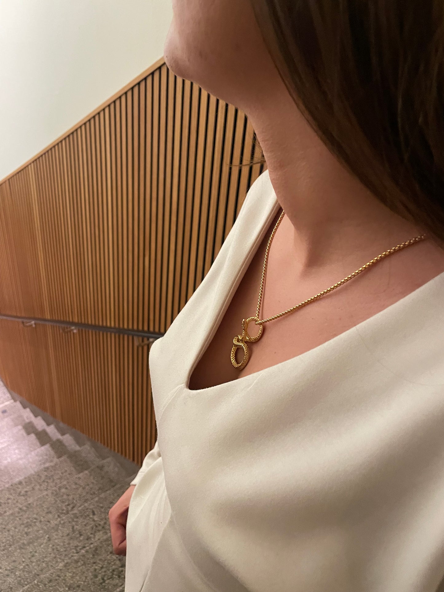 Stålhalsband med 18K förgyllning 60 cm