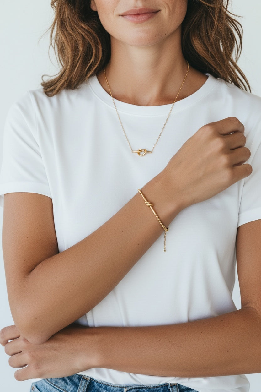 Stålhalsband med 18K förgyllning 42+5 cm