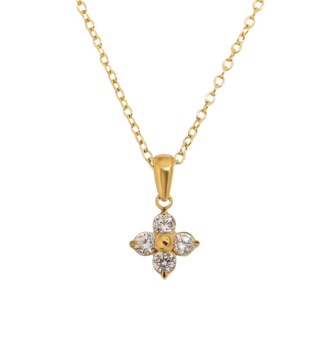 Stålhalsband med 18K förgyllning och CZ 40+5 cm