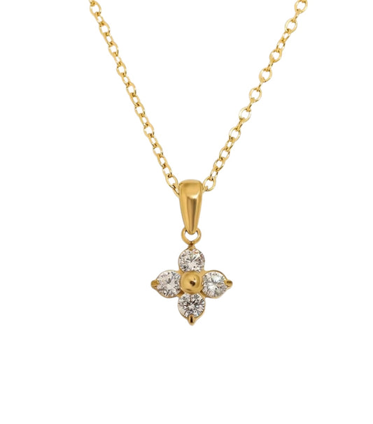 Stålhalsband med 18K förgyllning och CZ 40+5 cm