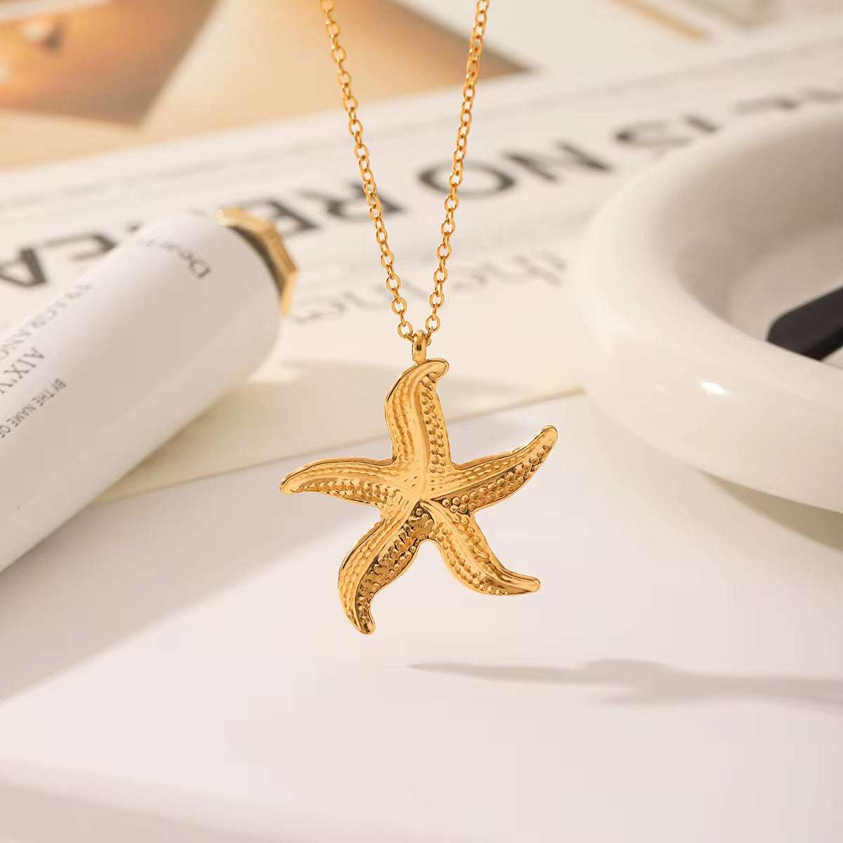 Stålhalsband med 18K förgyllning 40+5 cm