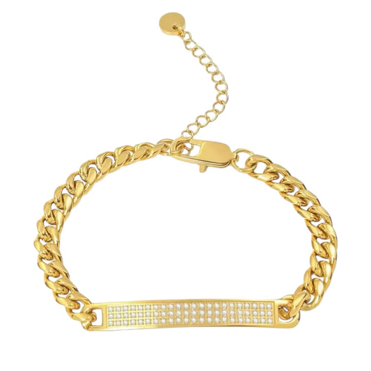 Stålarmband med 18K förgyllning och CZ 16+4 cm