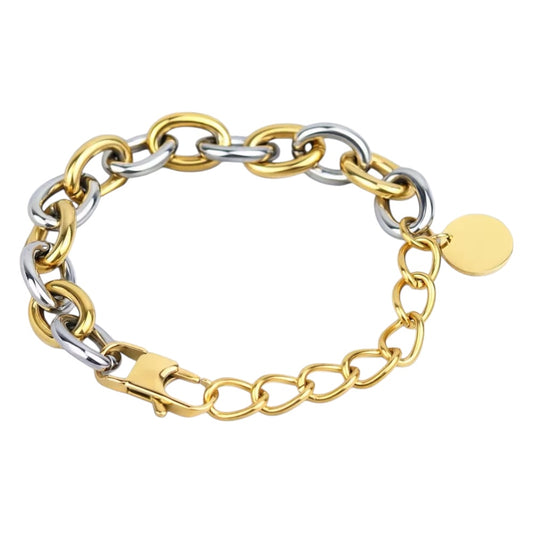 Stålarmband med 18K förgyllning 17+7 cm
