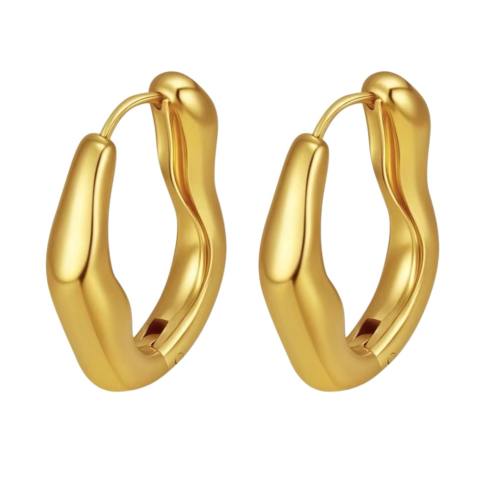 Stålörhängen med 18K förgyllning 25MM / 19MM