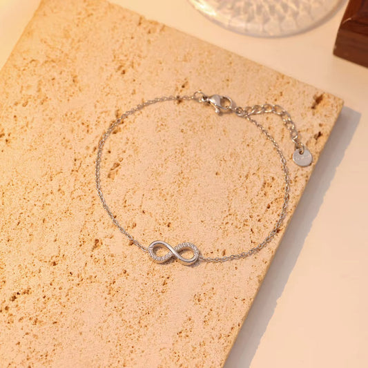 Stålarmband med CZ 16.5+3 cm