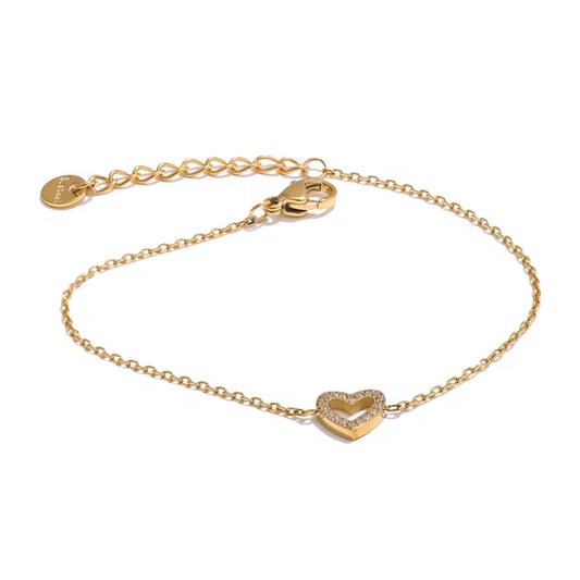 Stålarmband med 18K förgyllning och CZ 16+4 cm