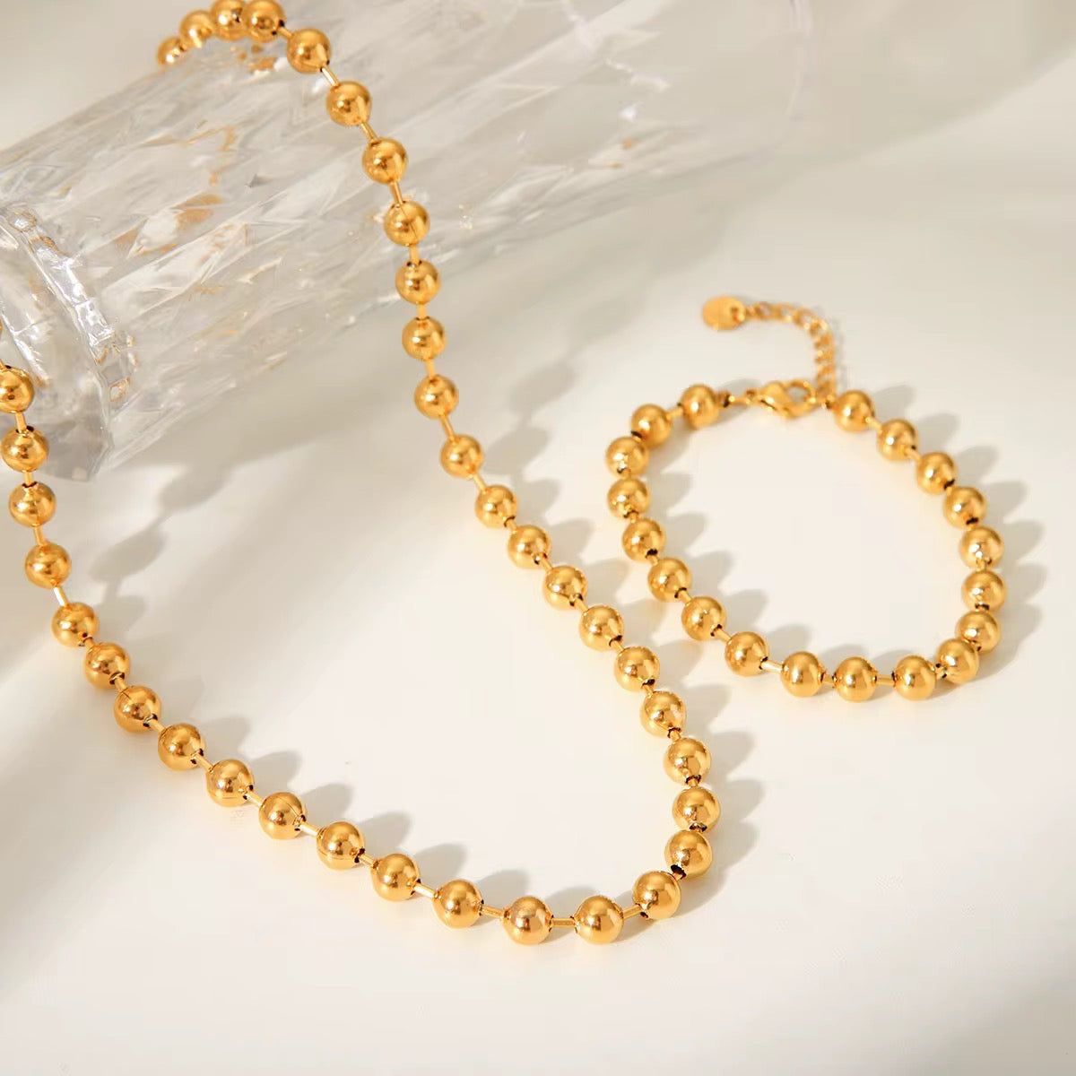 Stålarmband med 18K förgyllning 16+5 cm 6MM / 4MM