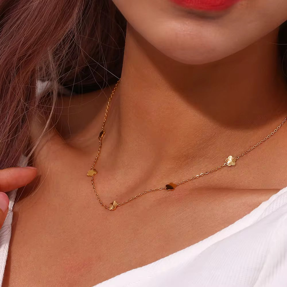 Stålhalsband med 18K förgyllning 40+5 cm