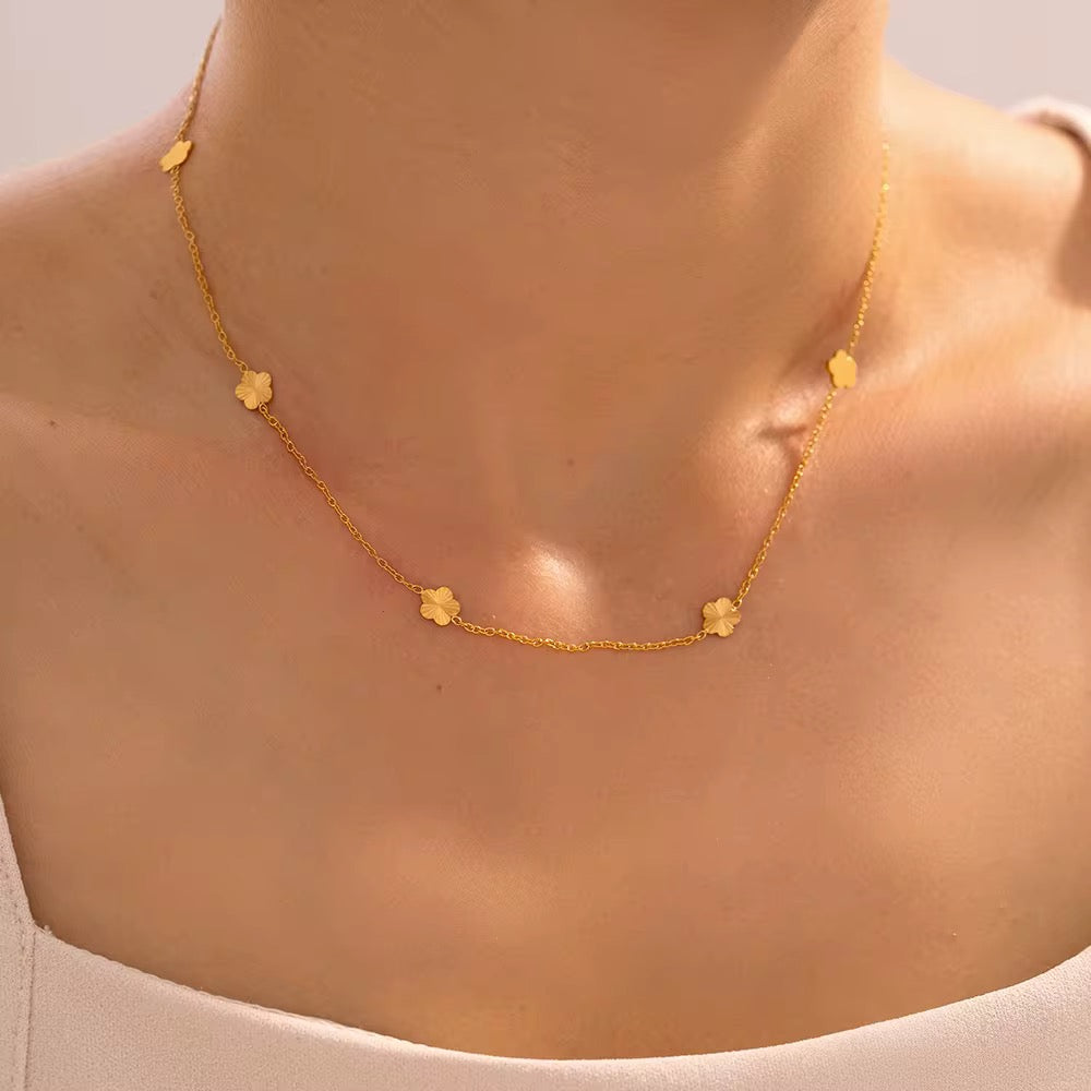 Stålhalsband med 18K förgyllning 40+5 cm