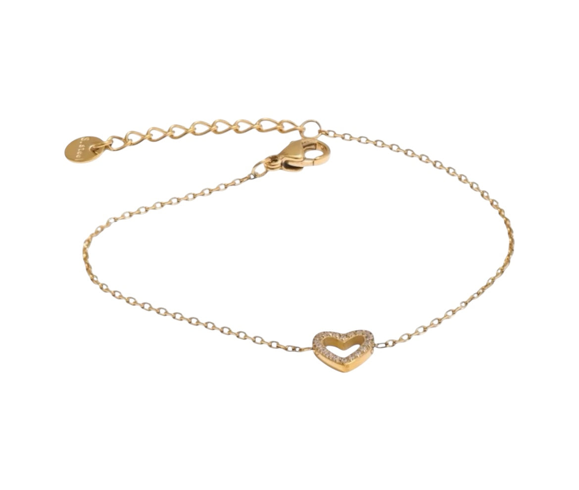 Stålarmband med 18K förgyllning och CZ 16+4 cm