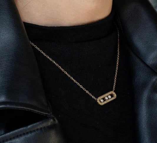 Stålhalsband med 18K förgyllning och CZ 40+5 cm