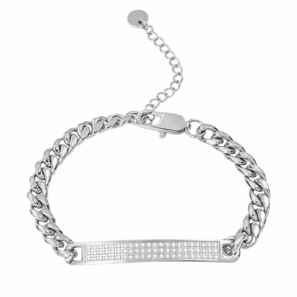 Stålarmband med CZ 16+4 cm