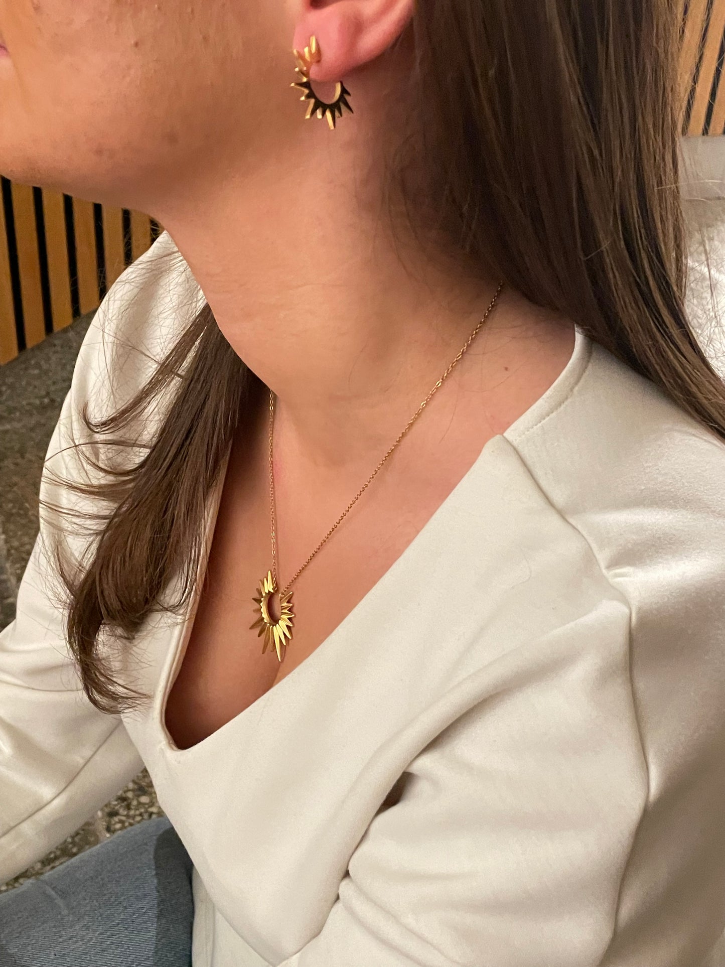 Stålhalsband med 18K förgyllning 45+5 cm