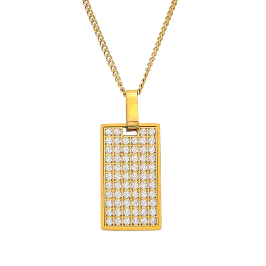 Stålhalsband med 18K förgyllning och CZ 41,5+5 cm