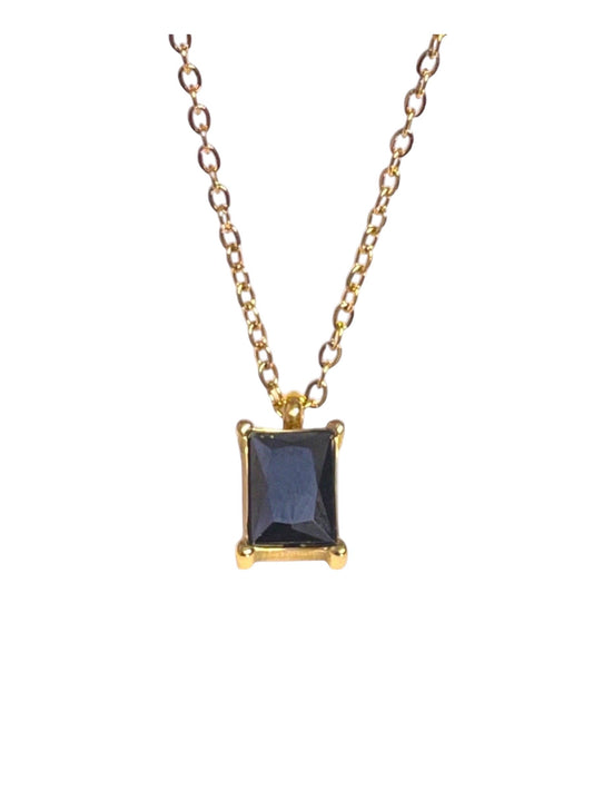 Stålhalsband med 18K förgyllning och CZ 40+5 cm
