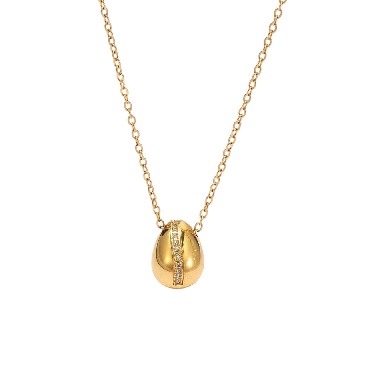Stålhalsband med 18K förgyllning och CZ 40+5 cm