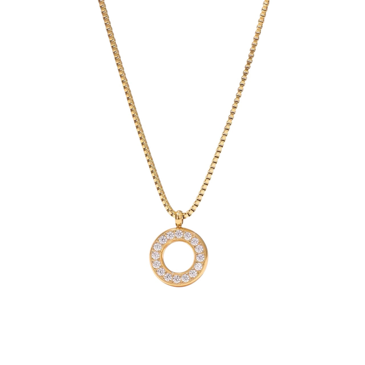 Stålhalsband med 18K förgyllning och CZ 40+5 cm