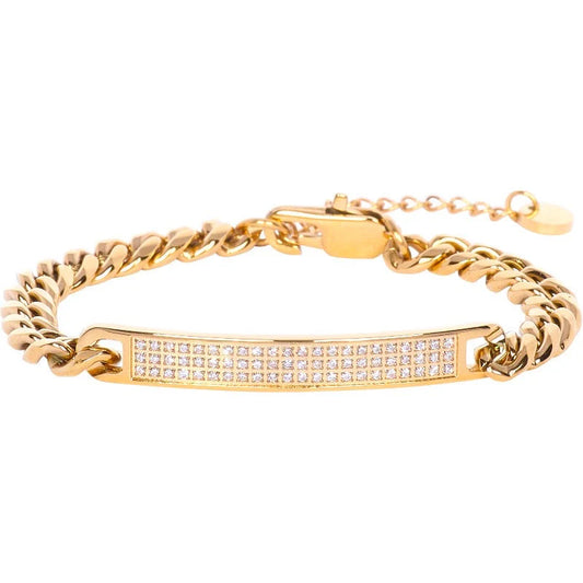 Stålarmband med 18K förgyllning och CZ 16+4 cm